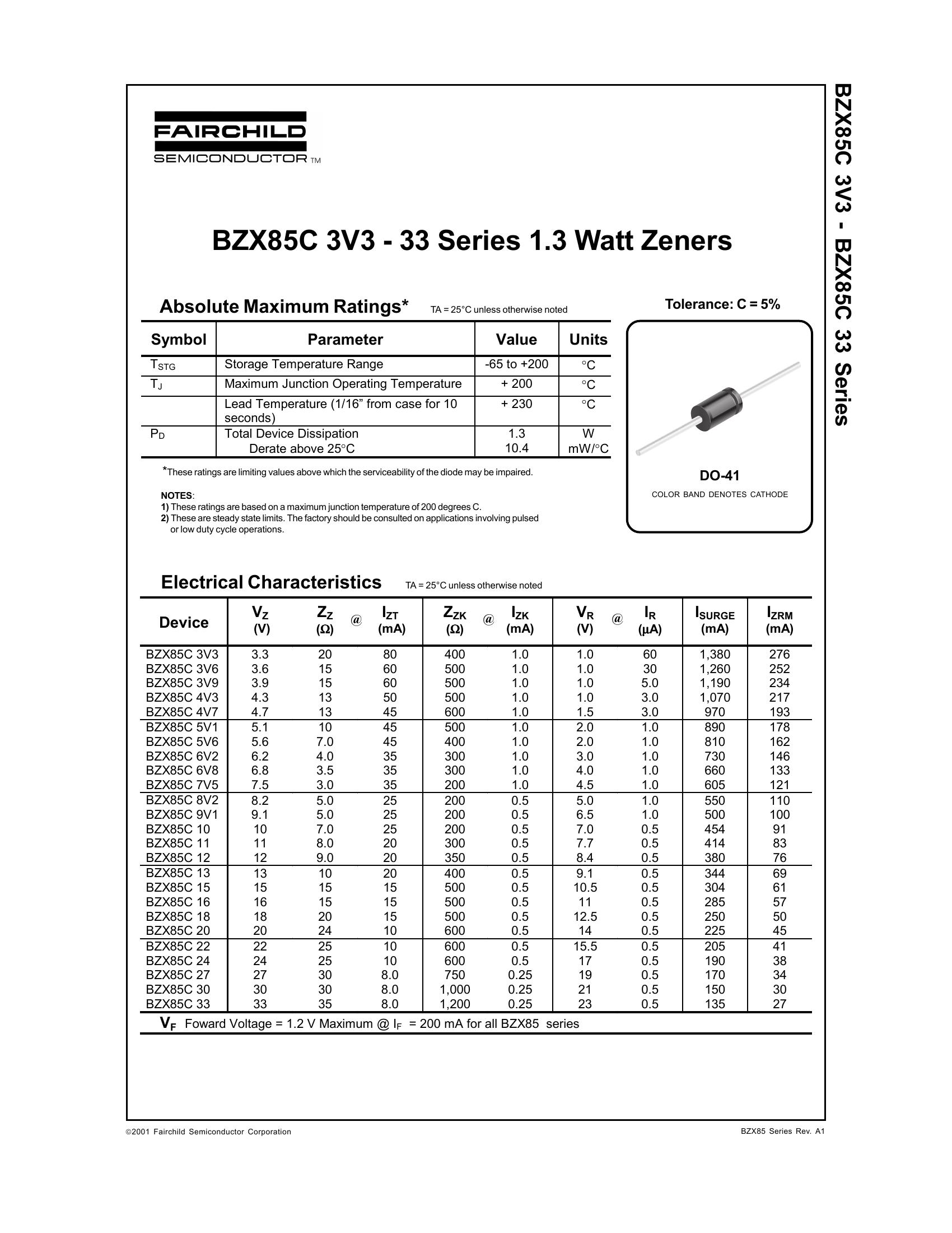 Diode Zener 5.1V 1W, BZX85C5V1