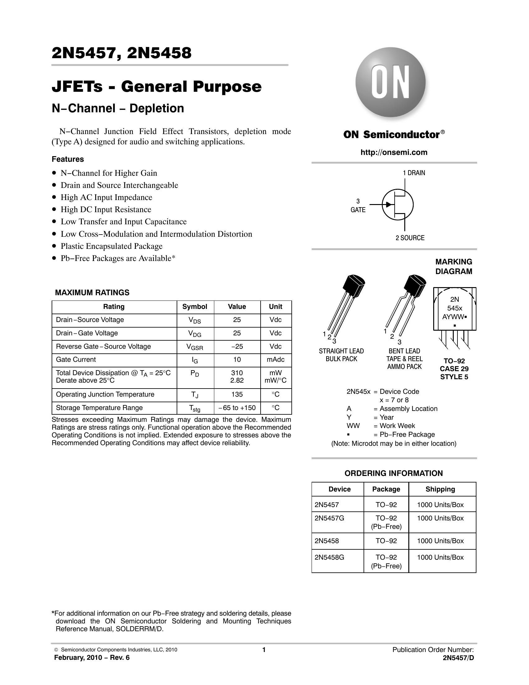 2N5458 Datasheet PDF JFETs - AiEMA