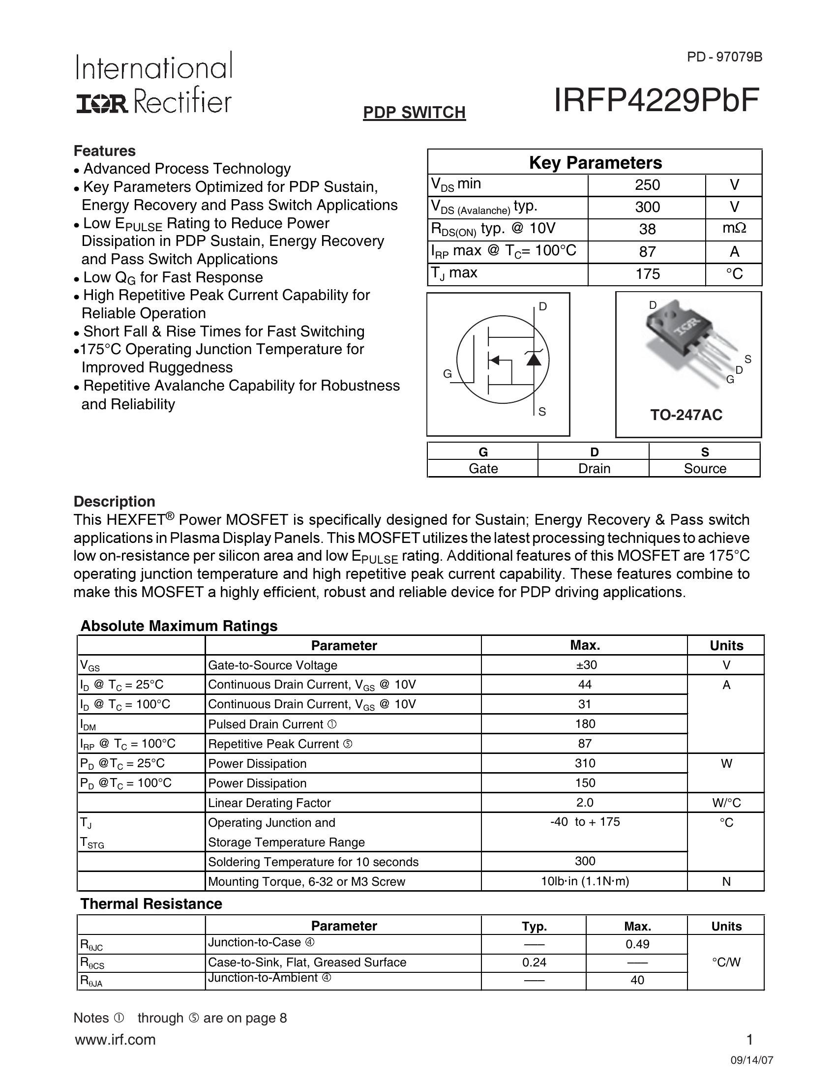 IRFP4004 Datasheet PDF MOSFETs - AiEMA