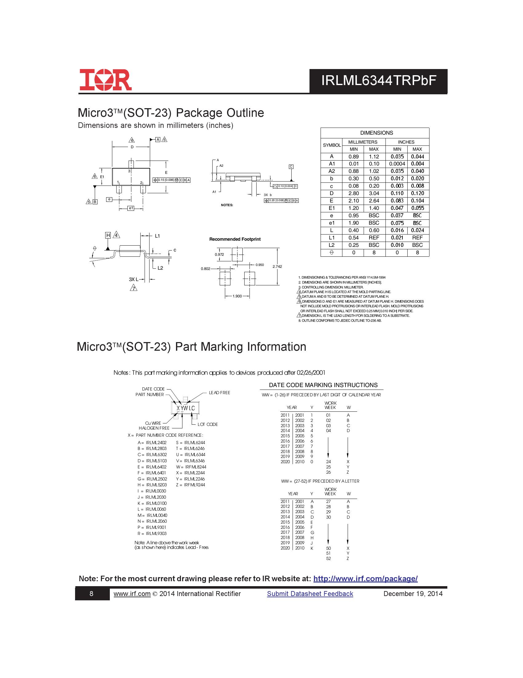 IRLML6344TRPBF Datasheet | International Rectifier - AiEMA